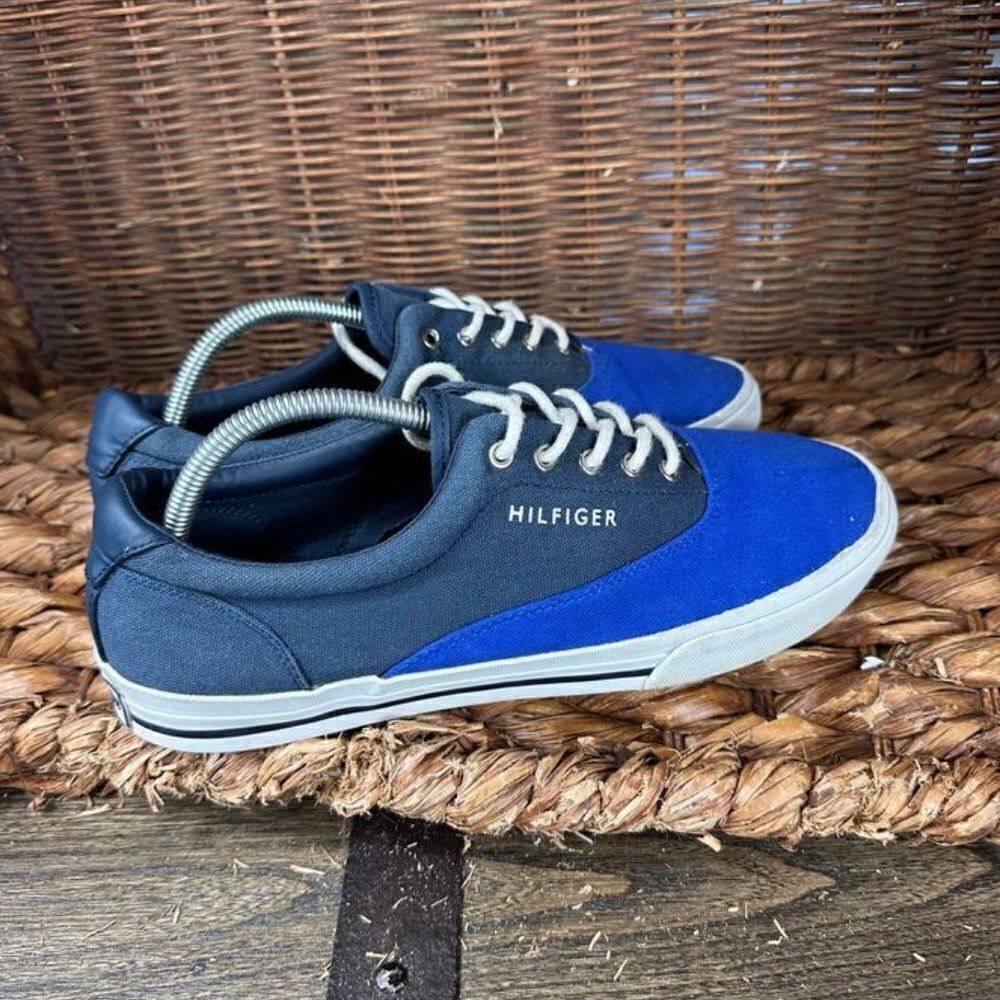 Tommy Hilfiger Sz 9 1/2 Men's Blue Two Tone Lace‎ Up Sneakers